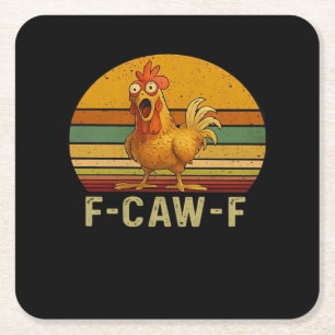 F-Caw-F Chicken Essential Retro Classic Square Paper Coaster