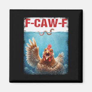 F-caw-f Chicken Hen Humourous Chasing Worm Funny _ Magnet