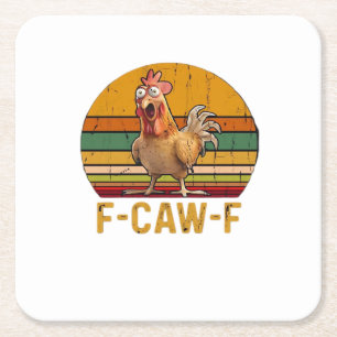 F-Caw-F Chicken Humor Essential Minimal Clean Square Paper Coaster
