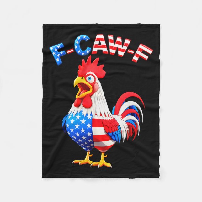F-caw-f Chicken Humor Quote Rooster Meme Funny Usa Fleece Blanket (Front)
