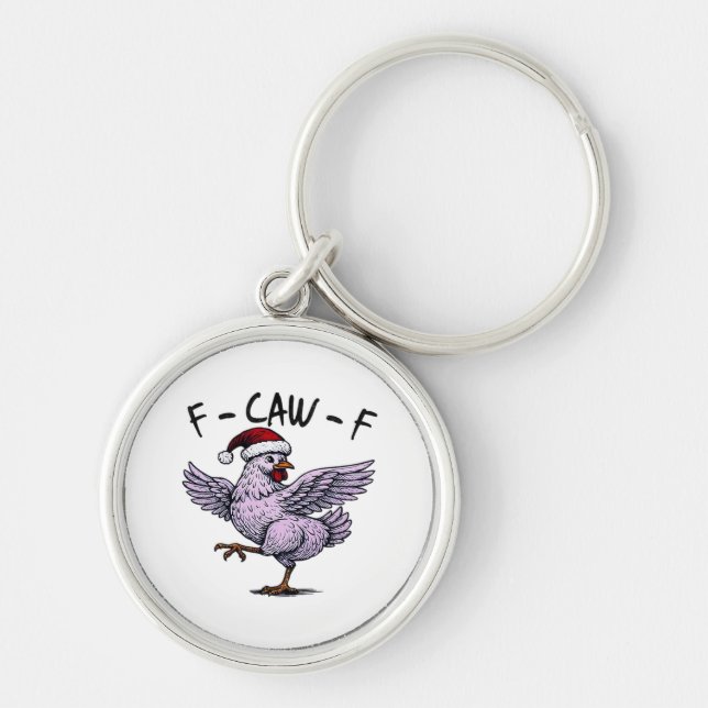 F-Caw-F Chicken Retro Classic Key Ring (Front)