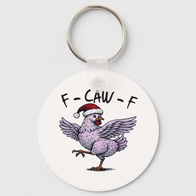 F-Caw-F Chicken Retro Classic Key Ring (Front)