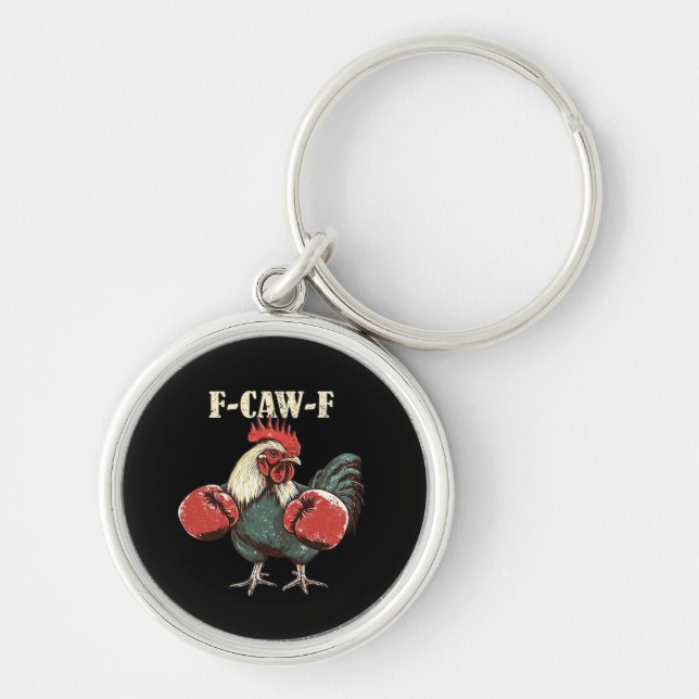 F-Caw-F Chicken Retro Classic Key Ring (Front)