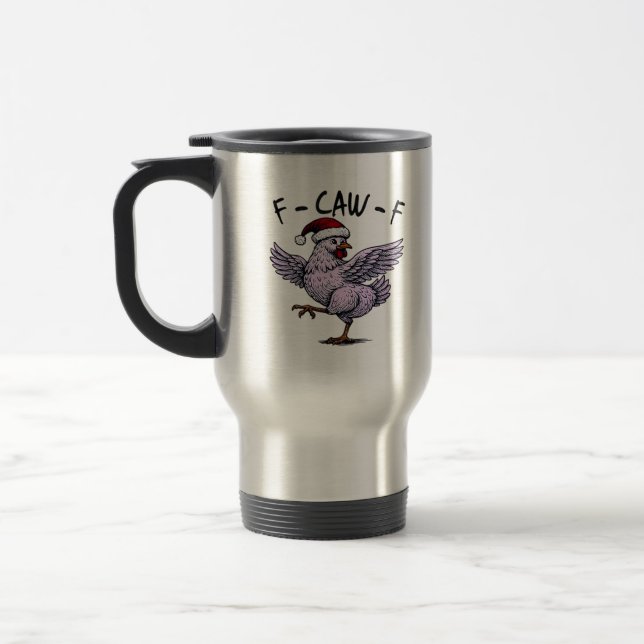 F-Caw-F Chicken Retro Classic Travel Mug (Left)