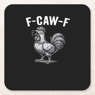 F-Caw-F Chicken Retro Graphic Square Paper Coaster