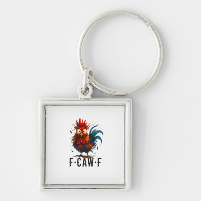 F-Caw-F Chicken Rooster Funny Meme Key Ring (Front)
