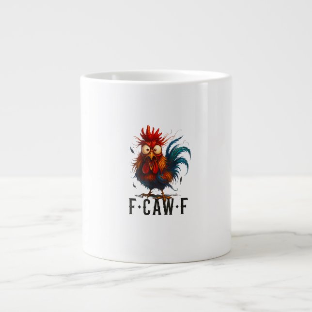 F-Caw-F Chicken Rooster Funny Meme Large Coffee Mug (Front)