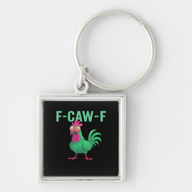 F-Caw-F Chicken Vintage Style Key Ring (Front)