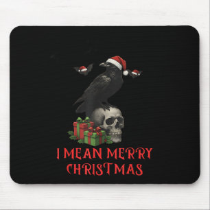 F-caw-f Christmas Crow Funny Goth Christmas Skull  Mouse Pad