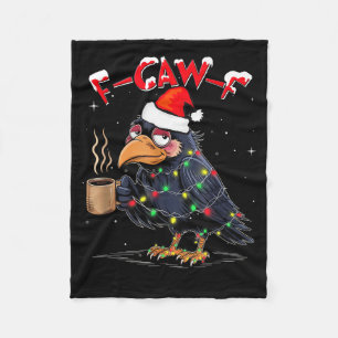 F-caw-f Christmas Crow Xmas Goth Lights Santa Hat Fleece Blanket