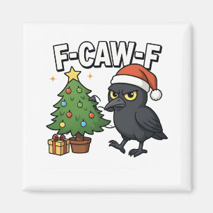 F-caw-f Christmas Raven Crow Xmas Tree Meme  Magnet