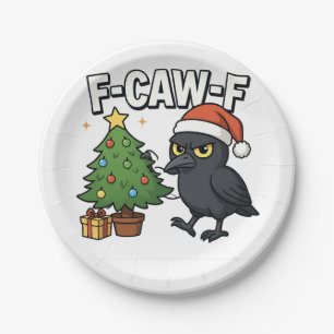 F-caw-f Christmas Raven Crow Xmas Tree Meme Paper Plate