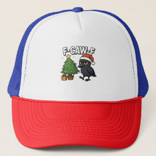 F-caw-f Christmas Raven Crow Xmas Tree Meme  Trucker Hat