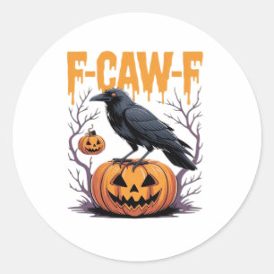F-Caw-F Classic Halloween Raven Pumpkin Tee - Spoo Round Sticker