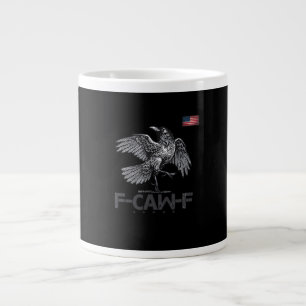 F-Caw-F Cow Funny Bird USA Vintage Flag Funny Humo Large Coffee Mug