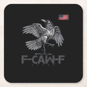 F-Caw-F Cow Funny Bird USA Vintage Flag Funny Humo Square Paper Coaster