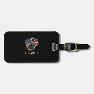 F-Caw-F Crow Bird Heart USA Flag Vintage Luggage Tag