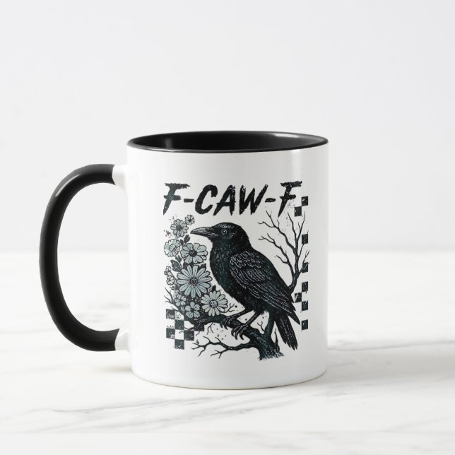 F-Caw-F Crow Bird Retro Classic Mug (Left)
