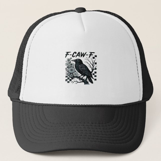 F-Caw-F Crow Bird Retro Classic Trucker Hat (Front)