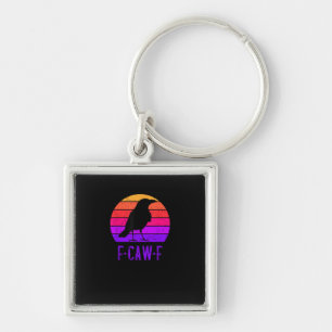 F-Caw-F Crow Bird Retro Sunset Vintage F-Caw-F Key Ring