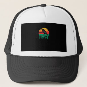 F-Caw-F Crow Bird Retro Sunset Vintage F-Caw-F Tri Trucker Hat
