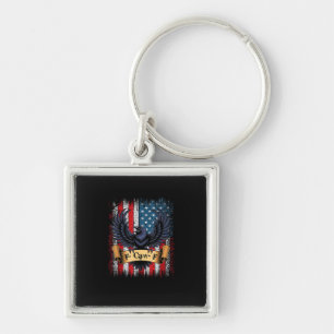 F-Caw-F Crow Bird Retro USA Flag Vintage F-Caw-F Key Ring