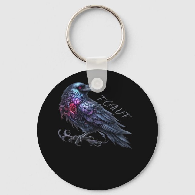 F-Caw-F Crow Classic Retro Style Key Ring (Front)