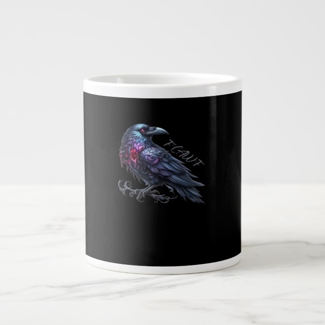 F-Caw-F Crow Classic Retro Style Large Coffee Mug (Front)