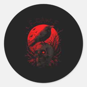 F-Caw-F Crow Funny Bird Red Moon Gothic Classic Round Sticker