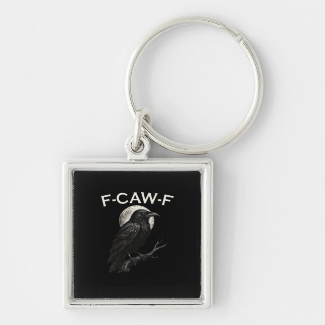 F-Caw-F Crow Funny Crow F-Caw-F Gear Minimal Clean Key Ring (Front)