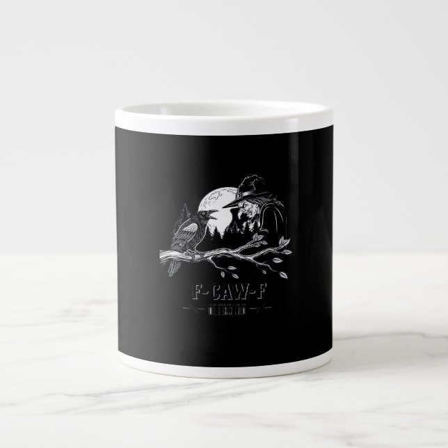 F-Caw-F Crow Halloween Witch F-Caw-F Large Coffee Mug (Front)