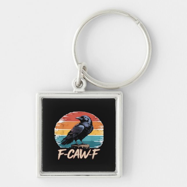 F-Caw-F Crow Humour Funny Gothic Retro Classic Key Ring (Front)