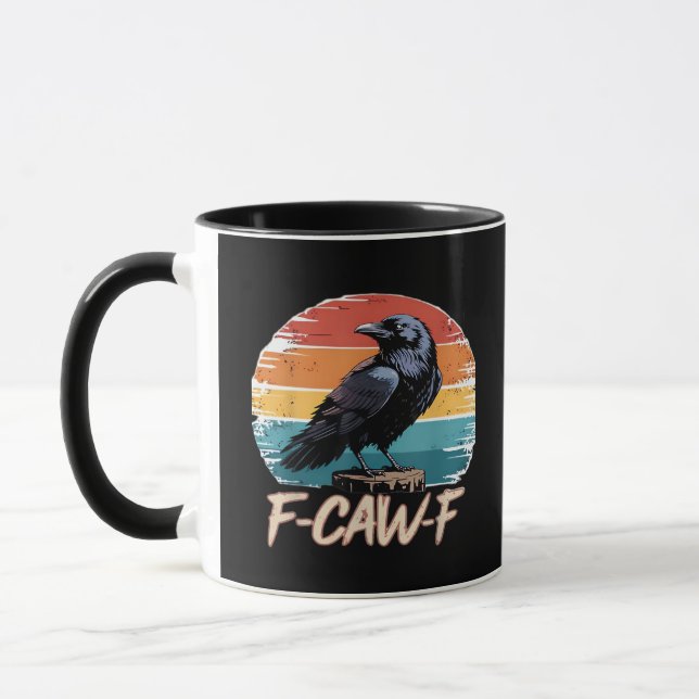 F-Caw-F Crow Humour Funny Gothic Retro Classic Mug (Left)