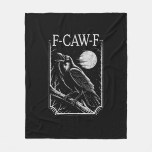 F-Caw-F Crow Minimal – Retro Gothic Bird Funny Rav Fleece Blanket