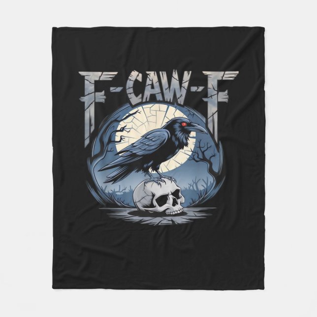 F-Caw-F Crow Moonlit Raven Classic Fleece Blanket (Front)