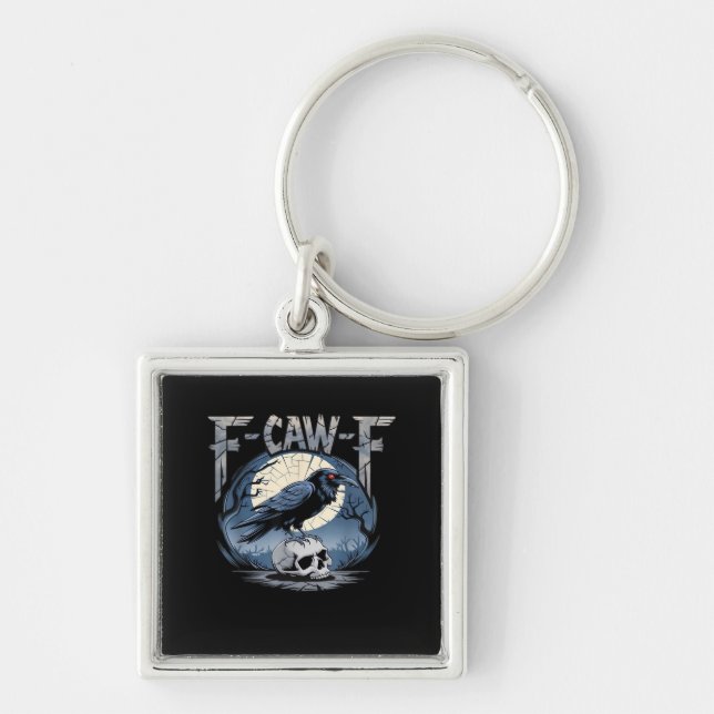 F-Caw-F Crow Moonlit Raven Classic Key Ring (Front)