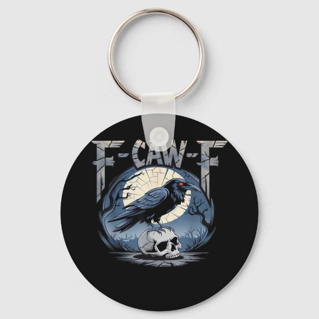 F-Caw-F Crow Moonlit Raven Classic Key Ring (Front)