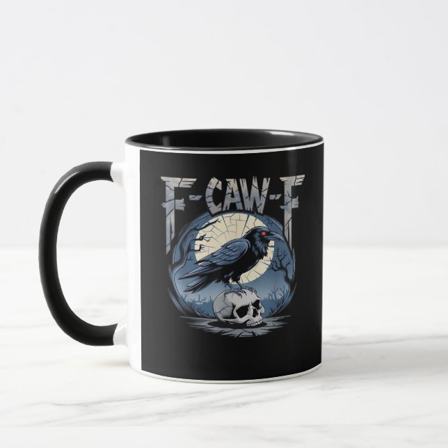 F-Caw-F Crow Moonlit Raven Classic Mug (Left)