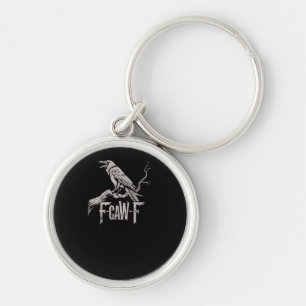 F-Caw-F Crow Pun Funny Bird Cawing Grunge Back Tri Key Ring