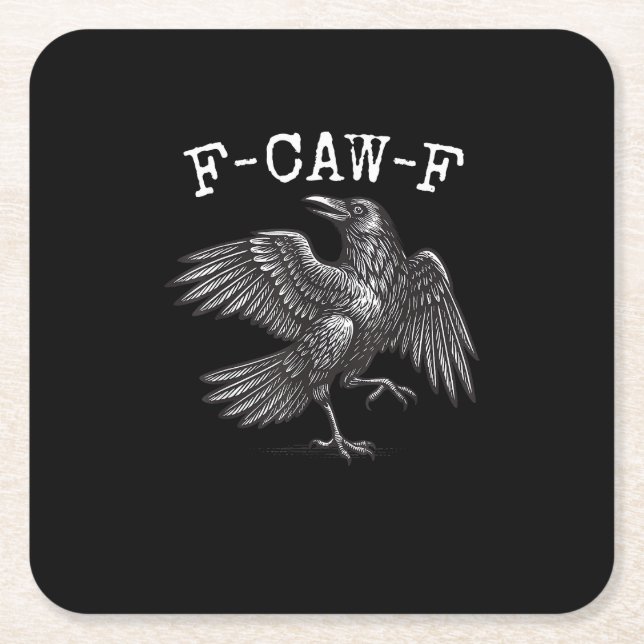 F-Caw-F Crow Pun Funny Bird Cawing Grunge Square Paper Coaster (Front)