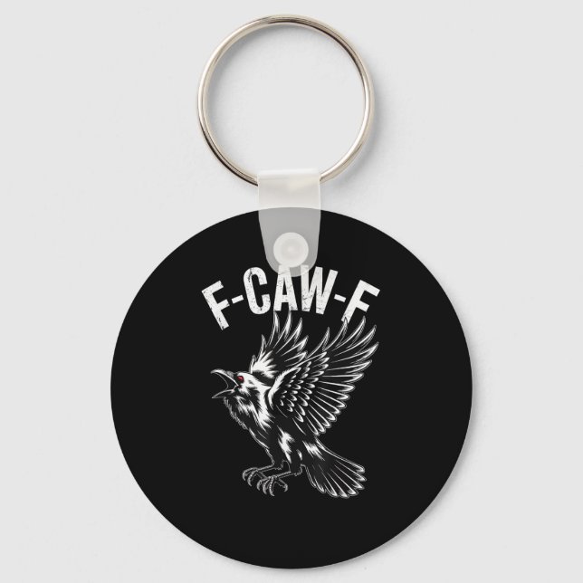 F-Caw-F Crow Retro Classic Key Ring (Front)