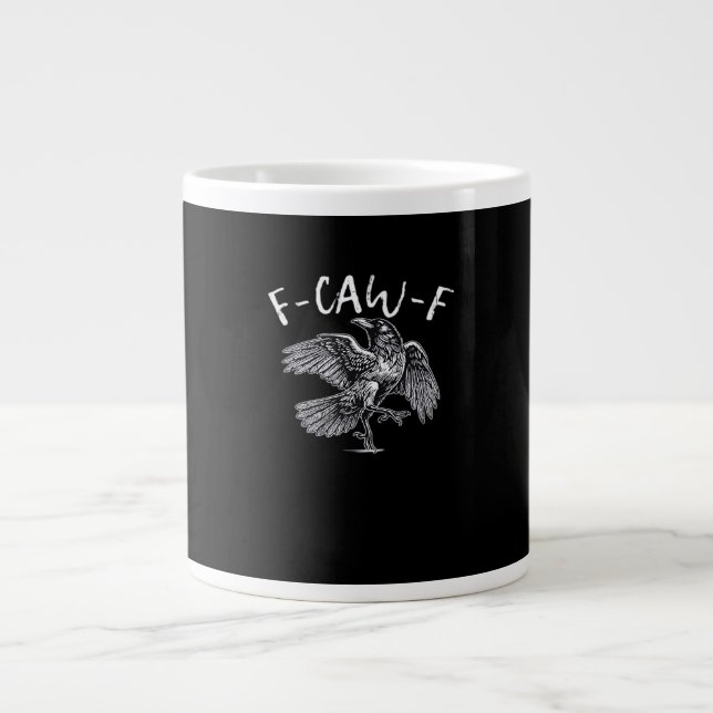 F-Caw-F Crow Retro Classic Large Coffee Mug (Front)