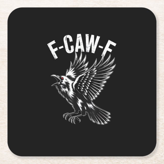 F-Caw-F Crow Retro Classic Square Paper Coaster (Front)