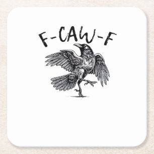 F Caw F Crow Retro Classic Style Square Paper Coaster