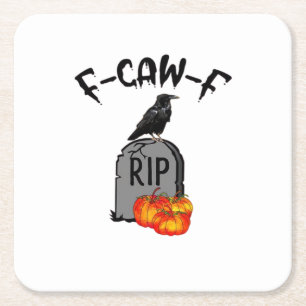 F Caw F Crow Retro Cool Square Paper Coaster