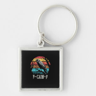 F-Caw-F Crow Retro Sunset Pun Funny Bird Cawing Gr Key Ring