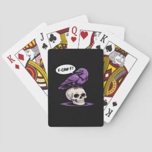 F-Caw-F Crow Skull Halloween Humor Graphic Design  Playing Cards