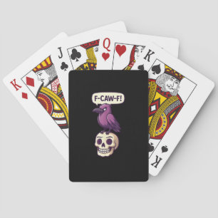 F-Caw-F Crow Skull Halloween Humour Graphic Design Playing Cards