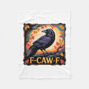 F-caw-f Crow Spooky Halloween Fall Leaves Thanksgi Fleece Blanket