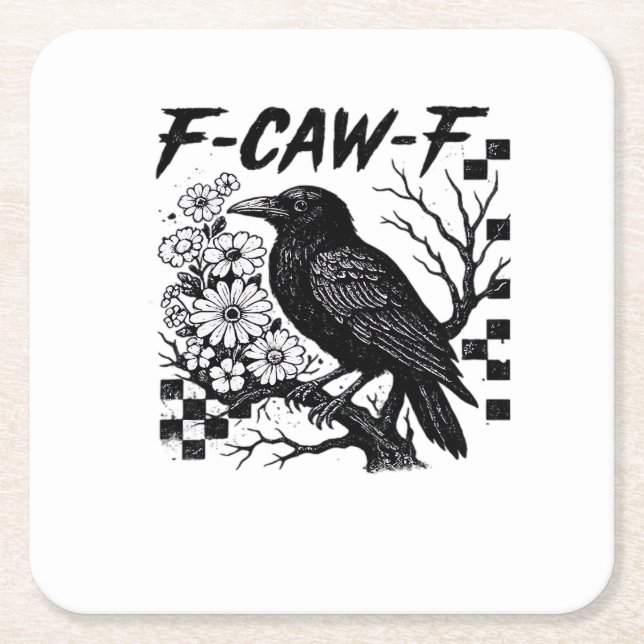 F-Caw-F Essential Funny Trendy Square Paper Coaster (Front)